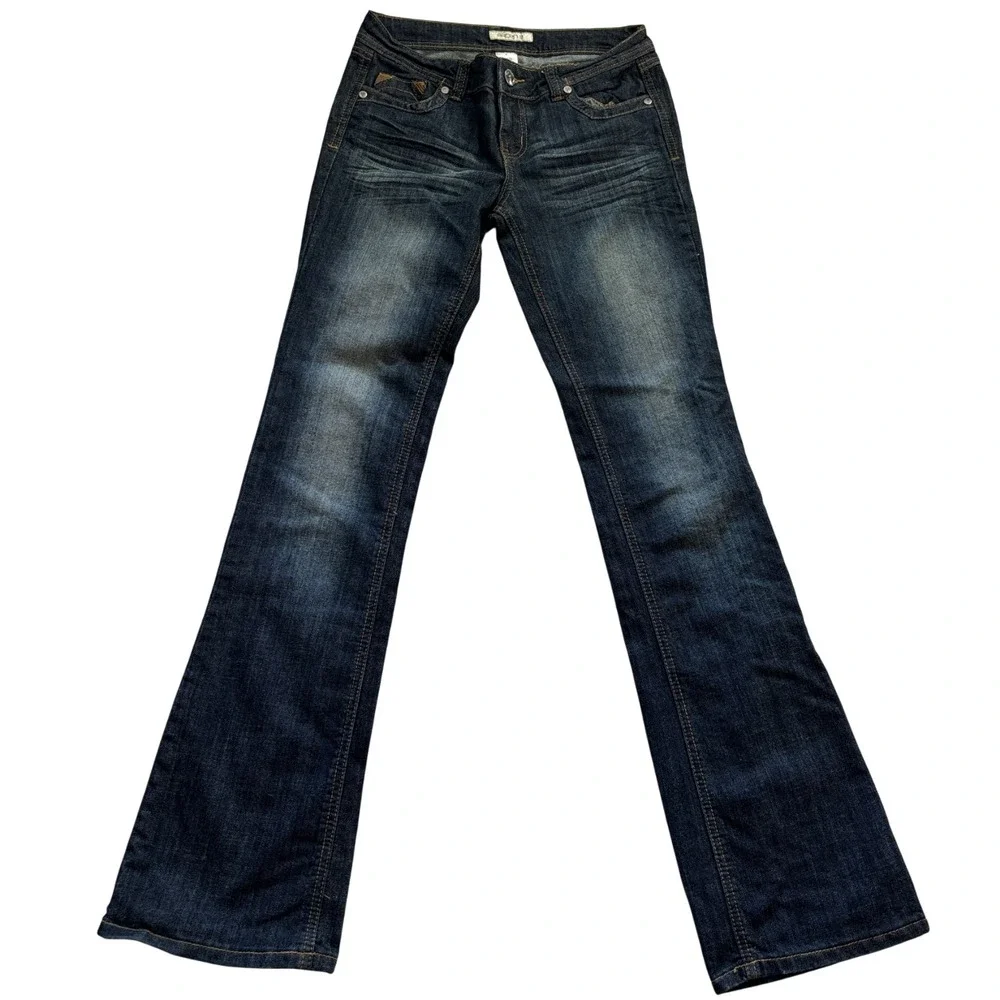 Arden B Embellished Back Pocket Bootcut Flare Jeans Women's Sz 6 W30 Dark Blue.